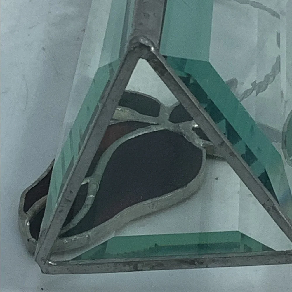 Stained Glass 5” Triangular Vase